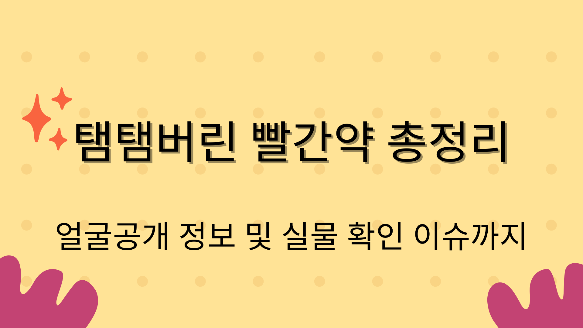 탬탬버린 빨간약 총정리 – 얼굴공개 정보 및 실물 확인 이슈까지