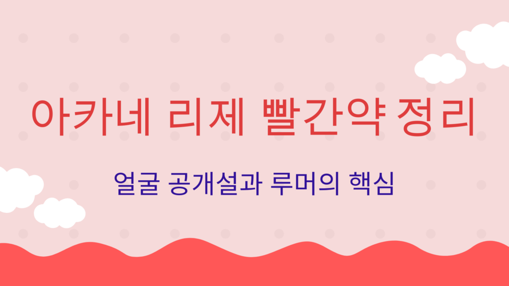 아카네 리제 빨간약 정리 – 얼굴 공개설과 루머의 핵심