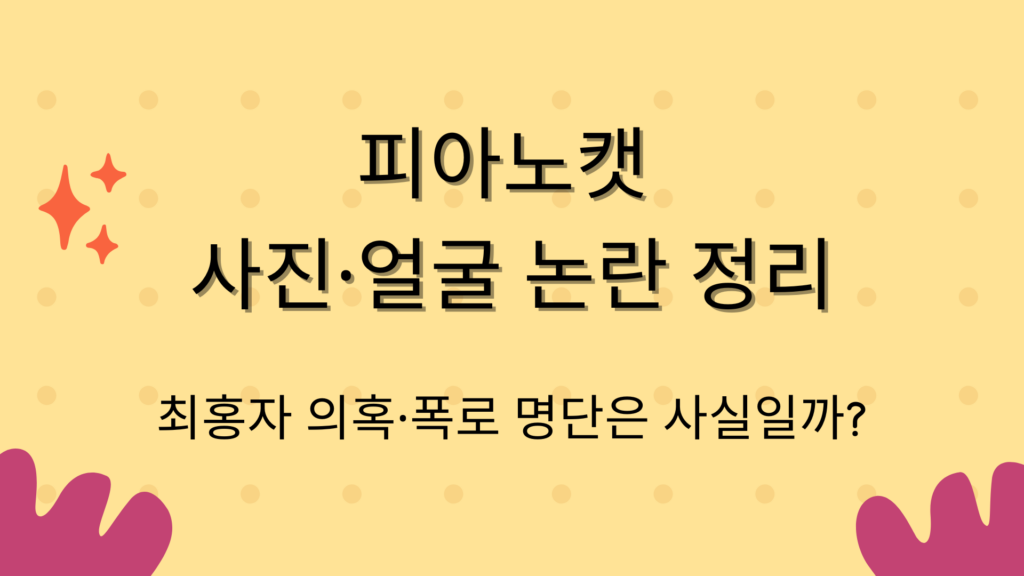피아노캣 사진·얼굴 논란 정리 – 최홍자 의혹·폭로 명단은 사실일까?