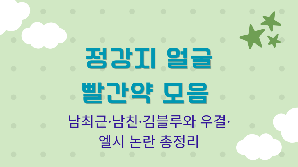 정강지 얼굴 빨간약 모음 – 최근·남친·김블루와 우결·엘시 논란 총정리