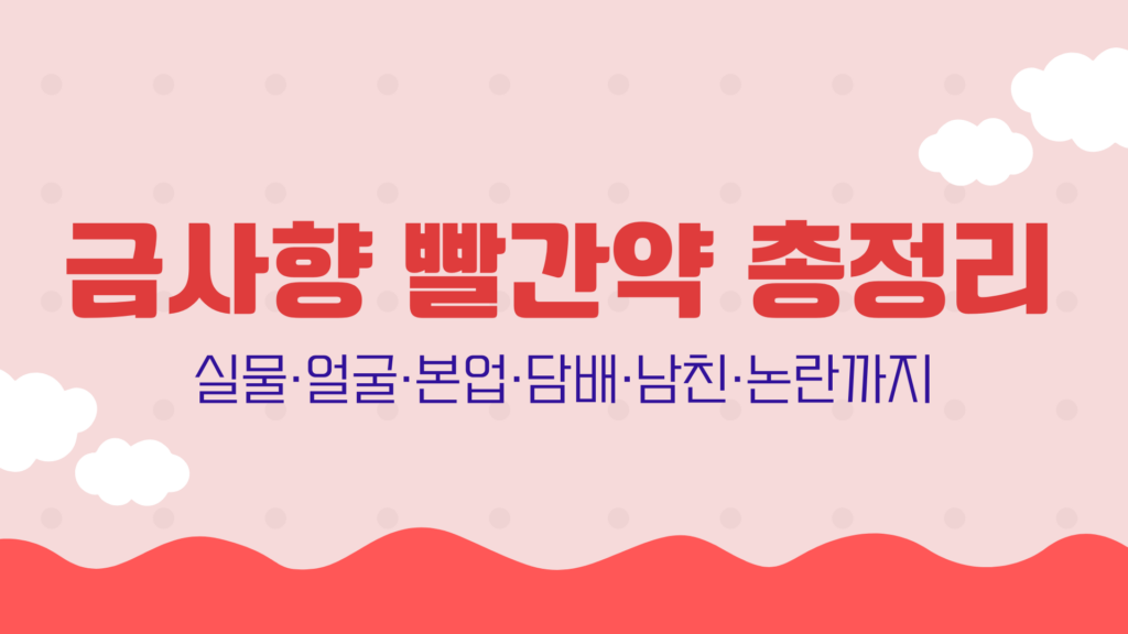 금사향 빨간약 총정리 – 실물·얼굴·본업·담배·남친·논란까지